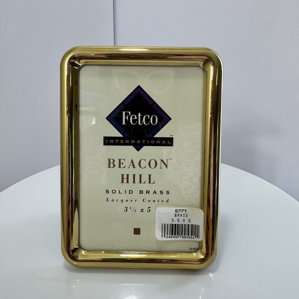 Beacon Hill Fetco International Solid Brass Lacquer Picture Frame Holds 3.5X5